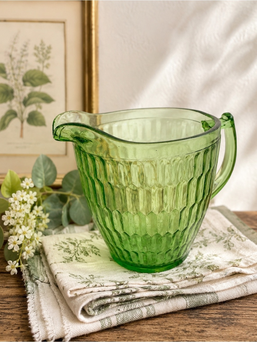 Green Glass 32 oz Pitcher | Teleflora 75th Anniversary